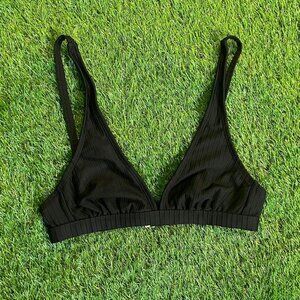 Xhilaration Black Ribbed Triangle Bikini Top
